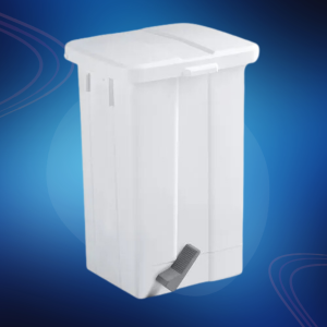 Poubelle à pédale avec arrêt de sac 50 L Blanc